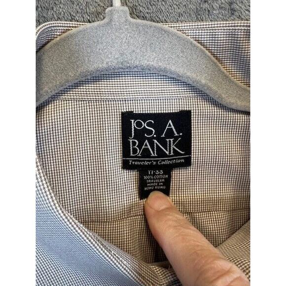 Jos A Bank Dress Shirt Mens 17 - 33 Red Check Button Up - Picture 2 of 6